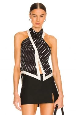 L'Academie Orla Halter Top In Black Multi Dot
