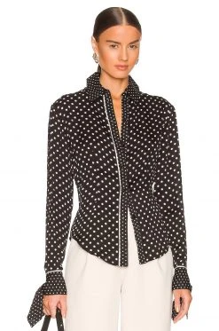L'Academie Amora Blouse In Black Multi Dot