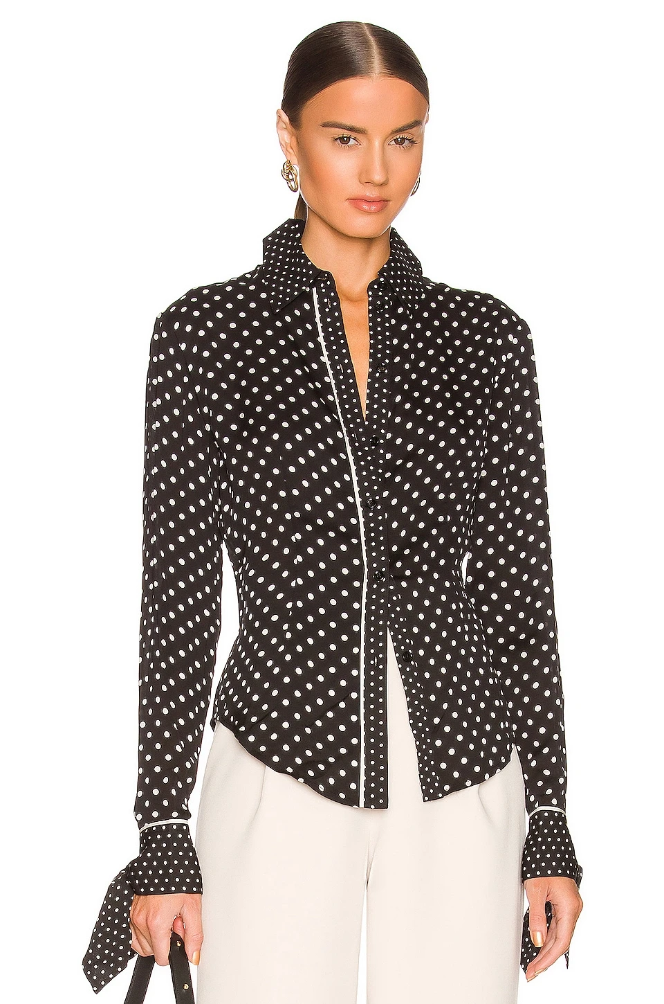 L'Academie Amora Blouse In Black Multi Dot 1 L'Academie Amora Blouse In Black Multi Dot